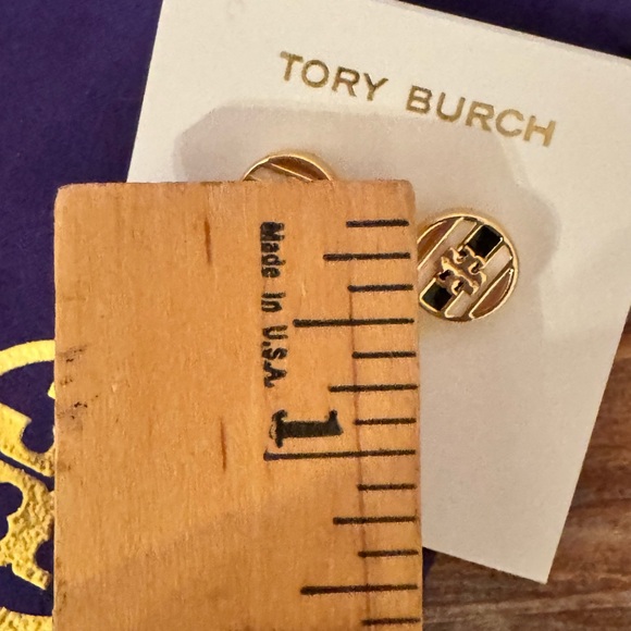 Tory Burch Kira Enamel Stripe Stud Earrings New - Picture 6 of 9
